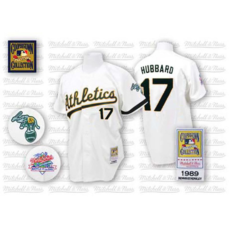 Oakland Athletics #17 Glenn Hubbard White Throwback MLB Jersey