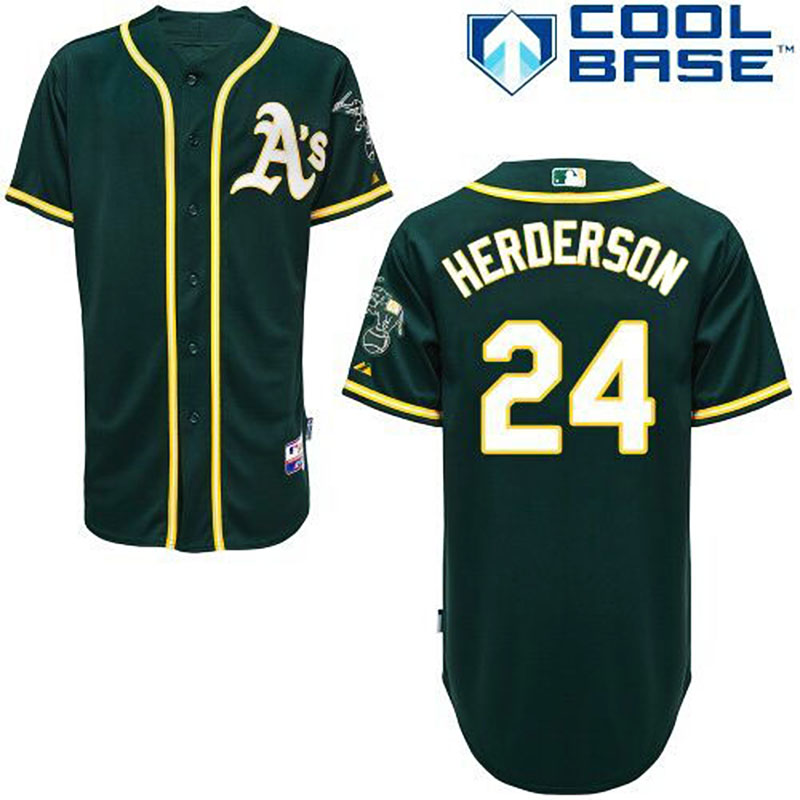 Oakland Athletics #24 Rickey Henderson Green Alternate Cool Base Jersey