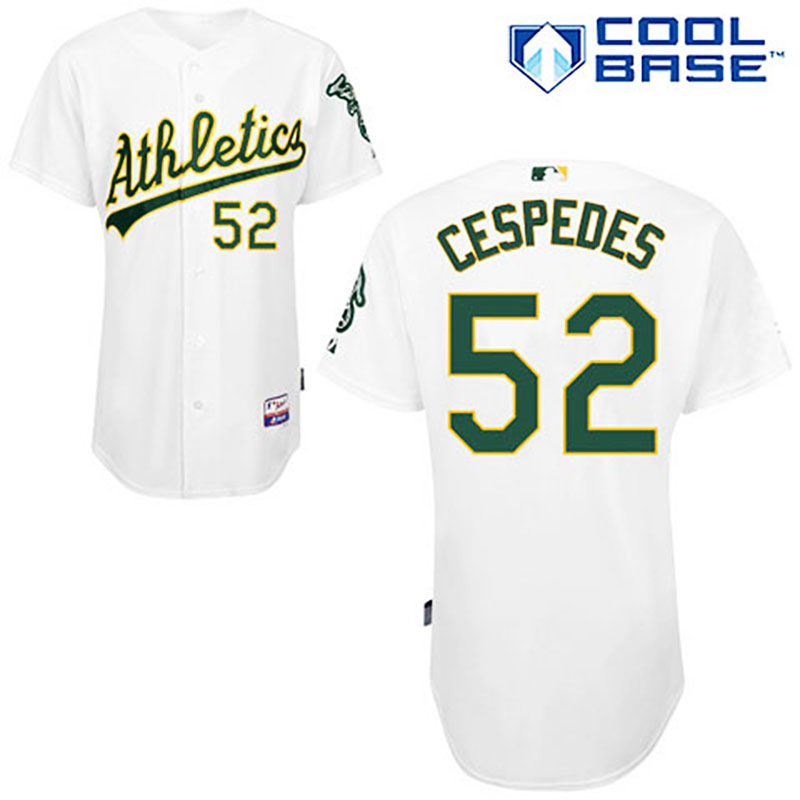 Oakland Athletics #52 Yoenis Cespedes White Cool Base Jersey