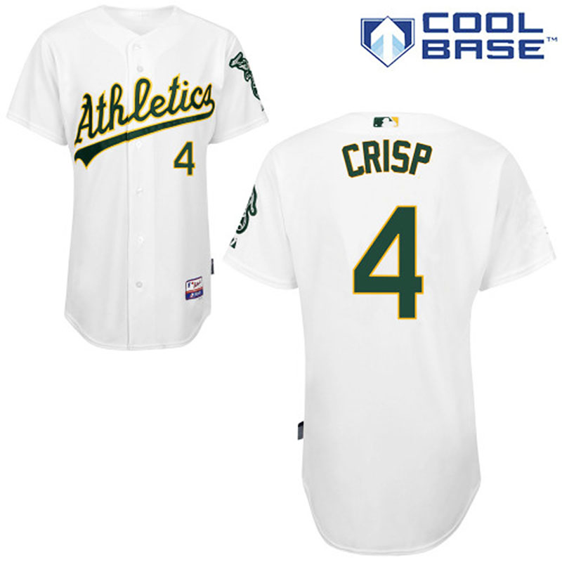 Oakland Athletics #4 Coco Crisp Men's Authentic White Home Majestic MLB Cool Base Jersey