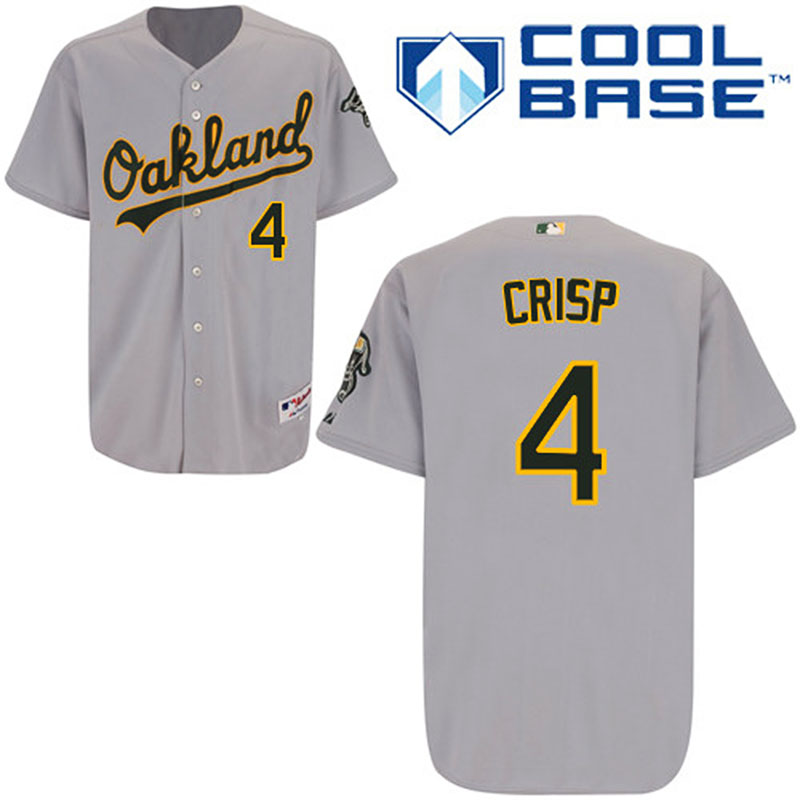 Oakland Athletics #4 Coco Crisp Men's Authentic Grey Road Majestic MLB Cool Base Jersey