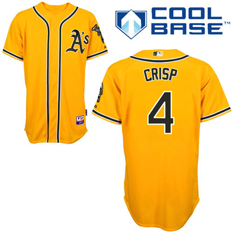 Oakland Athletics #4 Coco Crisp Men's Authentic Gold Alternate Majestic MLB Cool Base Jersey