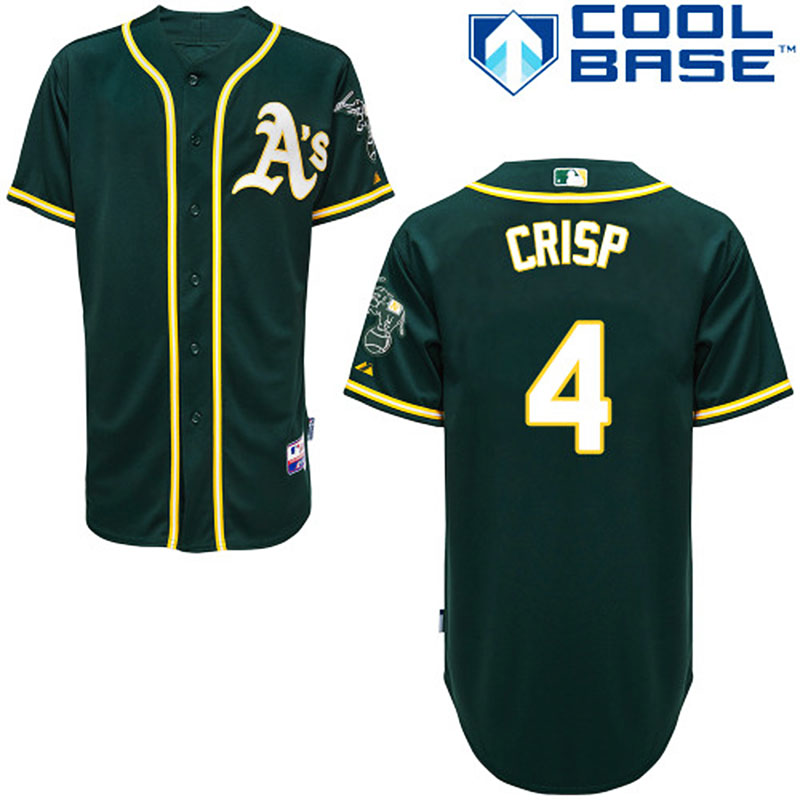 Oakland Athletics #4 Coco Crisp Men's Authentic Green Alternate Majestic MLB Cool Base Jersey