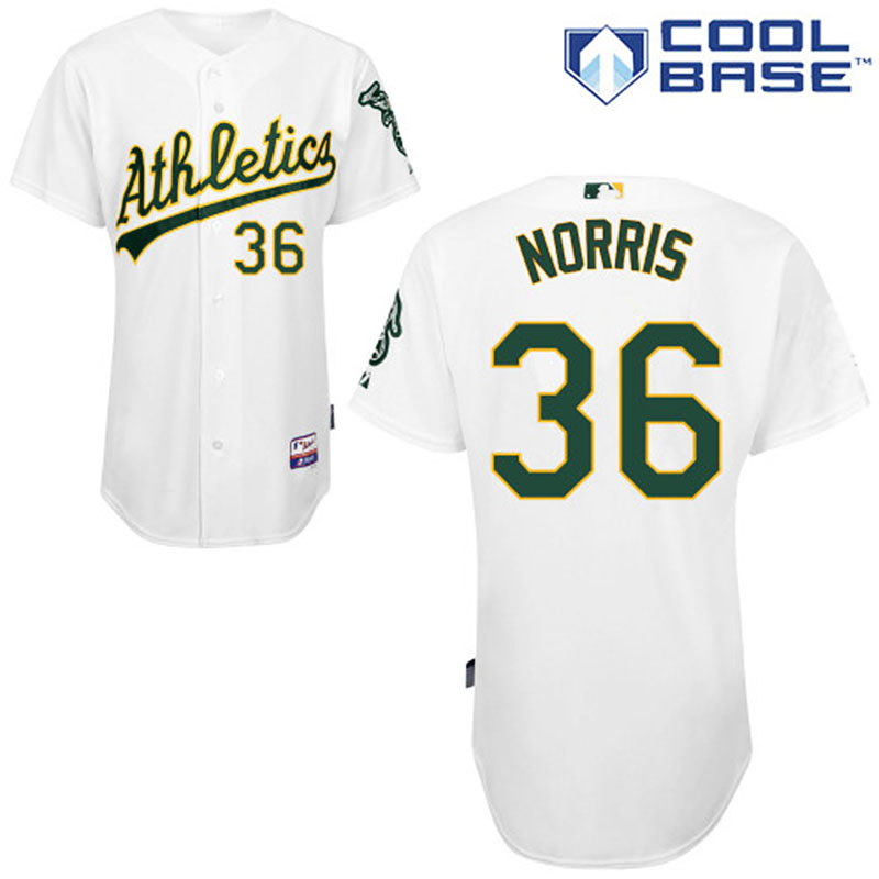 Oakland Athletics #36 Derek Norris Men's Authentic White Home Majestic MLB Cool Base Jersey