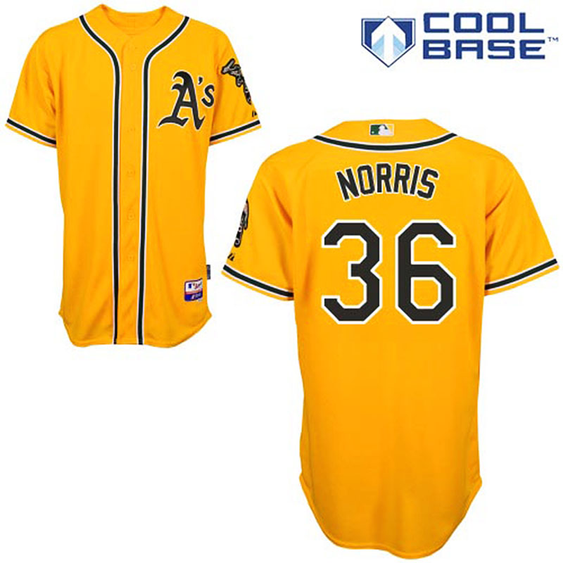 Oakland Athletics #36 Derek Norris Men's Authentic Gold Alternate Majestic MLB Cool Base Jersey