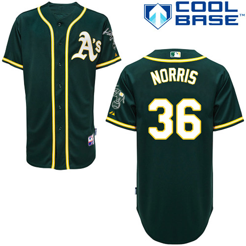 Oakland Athletics #36 Derek Norris Men's Authentic Green Alternate Majestic MLB Cool Base Jersey