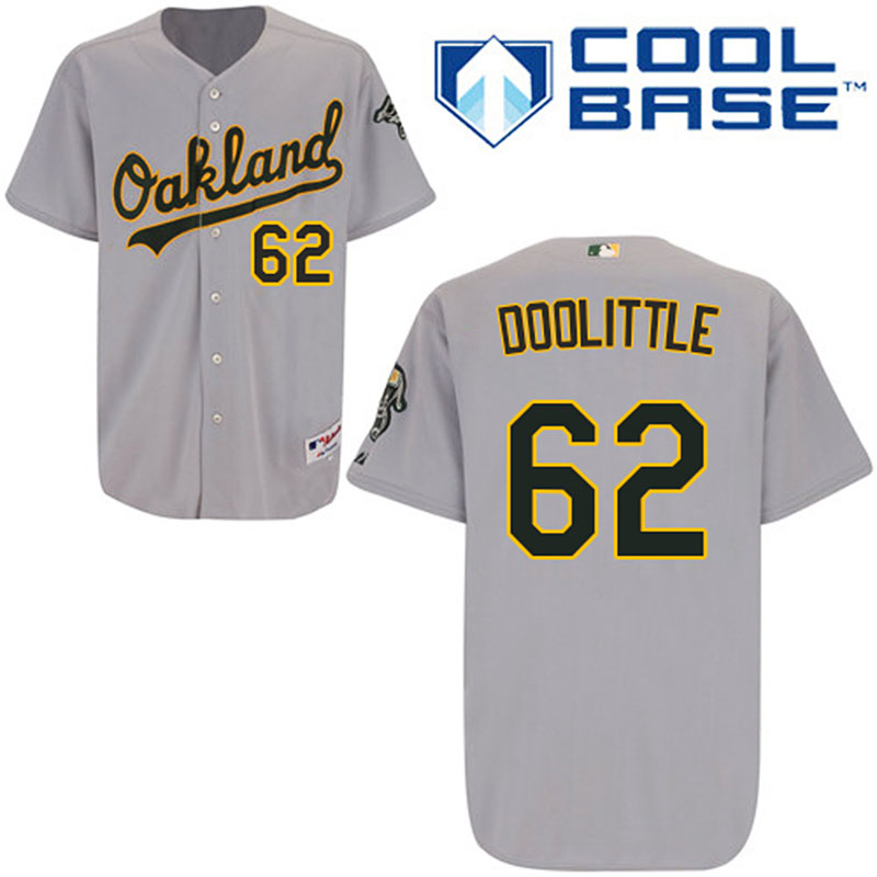 Oakland Athletics #62 Sean Doolittle Men's Authentic Grey Road Majestic MLB Cool Base Jersey