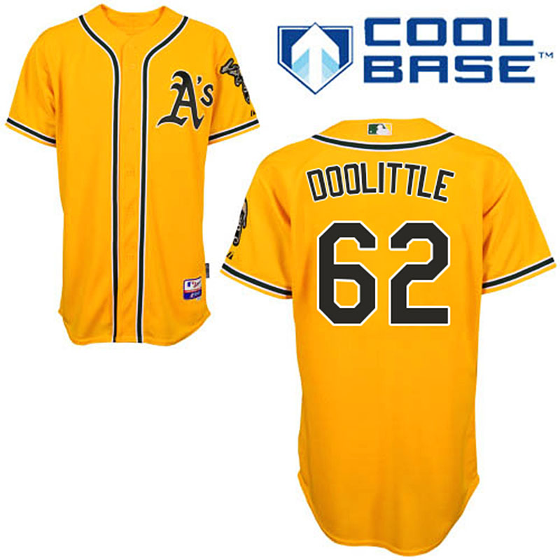 Oakland Athletics #62 Sean Doolittle Men's Authentic Gold Alternate Majestic MLB Cool Base Jersey