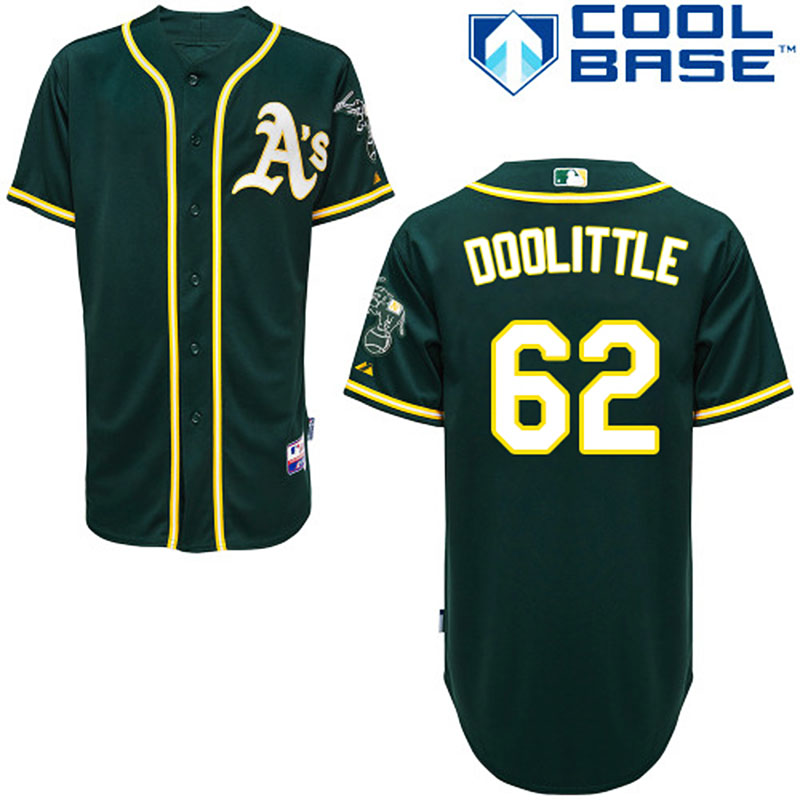 Oakland Athletics #62 Sean Doolittle Men's Authentic Green Alternate Majestic MLB Cool Base Jersey