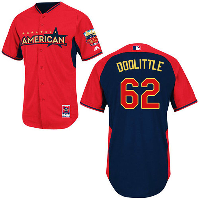 Oakland Athletics #62 Sean Doolittle Men's Authentic Red/Navy American League 2014 All Star BP Majestic MLB Jersey