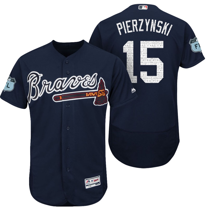 Atlanta Braves A.J. Pierzynski #15 Navy 2017 Spring Training Grapefruit League Patch Authentic Collection Flex Base Jersey