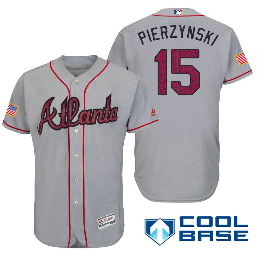 Atlanta Braves #15 A.J. Pierzynski Gray Stars & Stripes 2016 Independence Day Cool Base Jersey