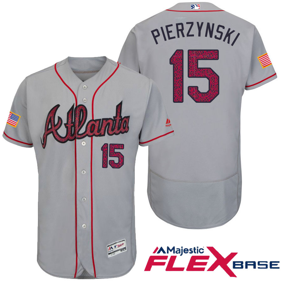 Atlanta Braves #15 A.J. Pierzynski Gray Stars & Stripes 2016 Independence Day Flex Base Jersey