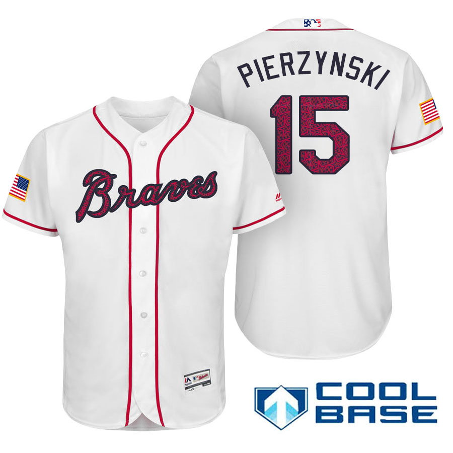 Atlanta Braves #15 A.J. Pierzynski White Stars & Stripes 2016 Independence Day Cool Base Jersey