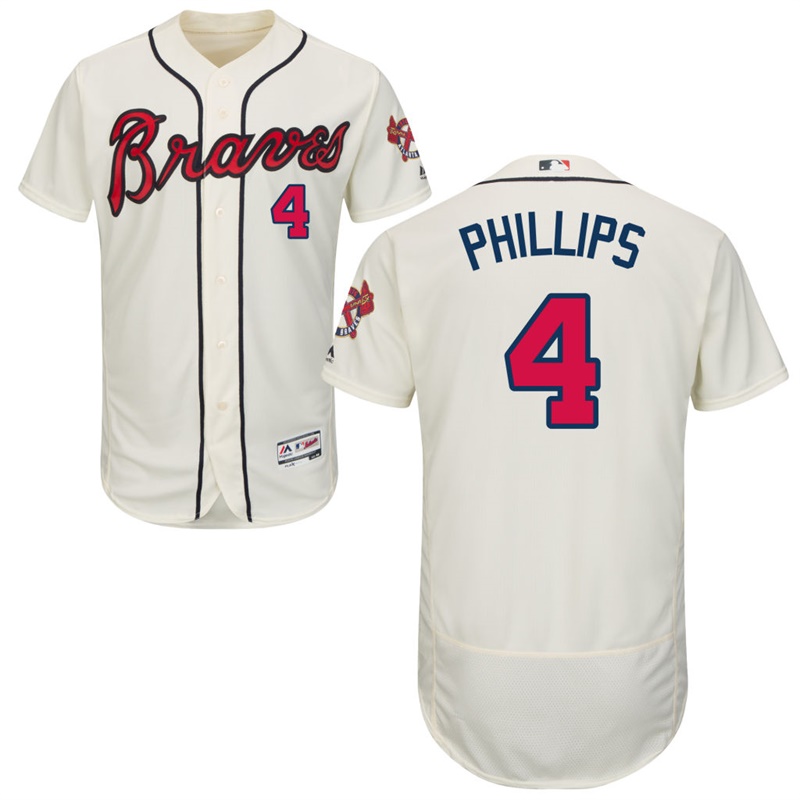 Men Atlanta Braves Brandon Phillips #4 Ivory Alternate Flex Base Jersey