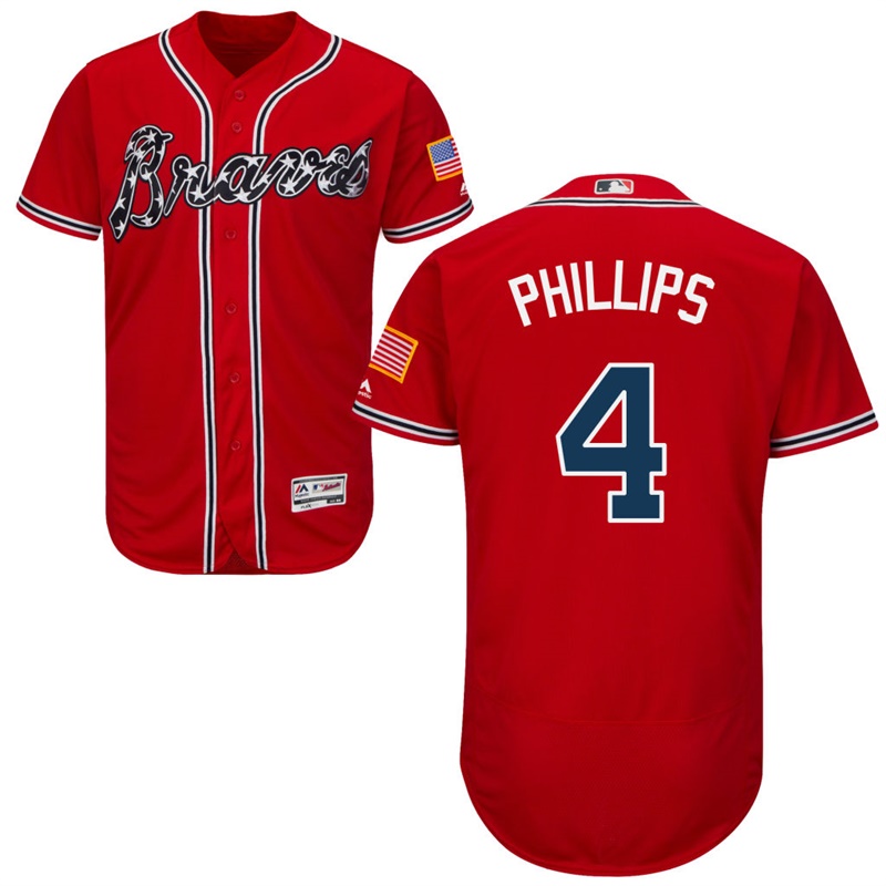 Men Atlanta Braves Brandon Phillips #4 Scarlet Alternate Flex Base Jersey