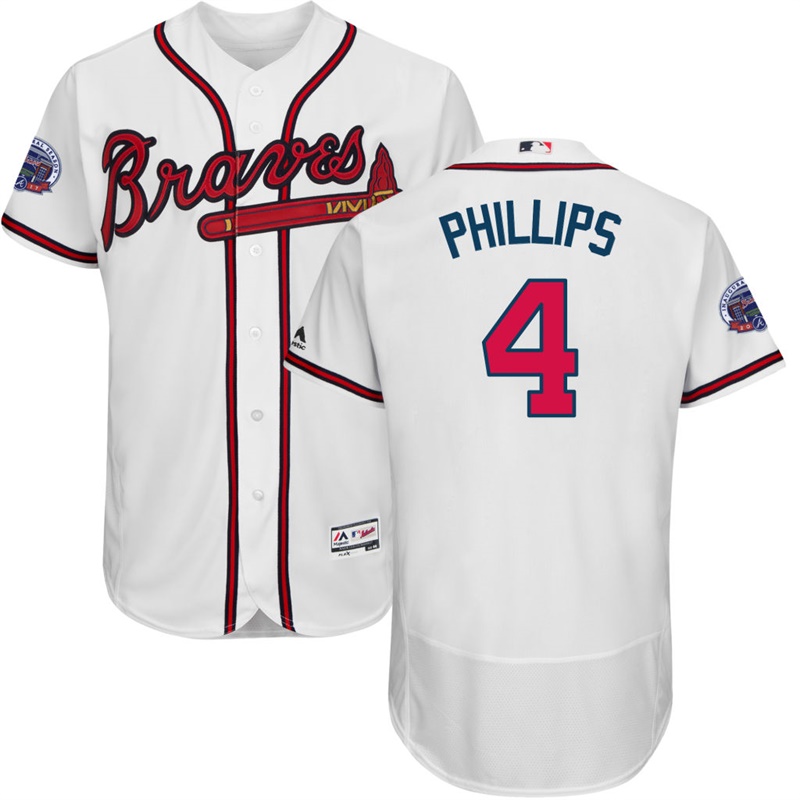 Men Atlanta Braves Brandon Phillips #4 White 2017 All-Star Patch Flex Base Jersey