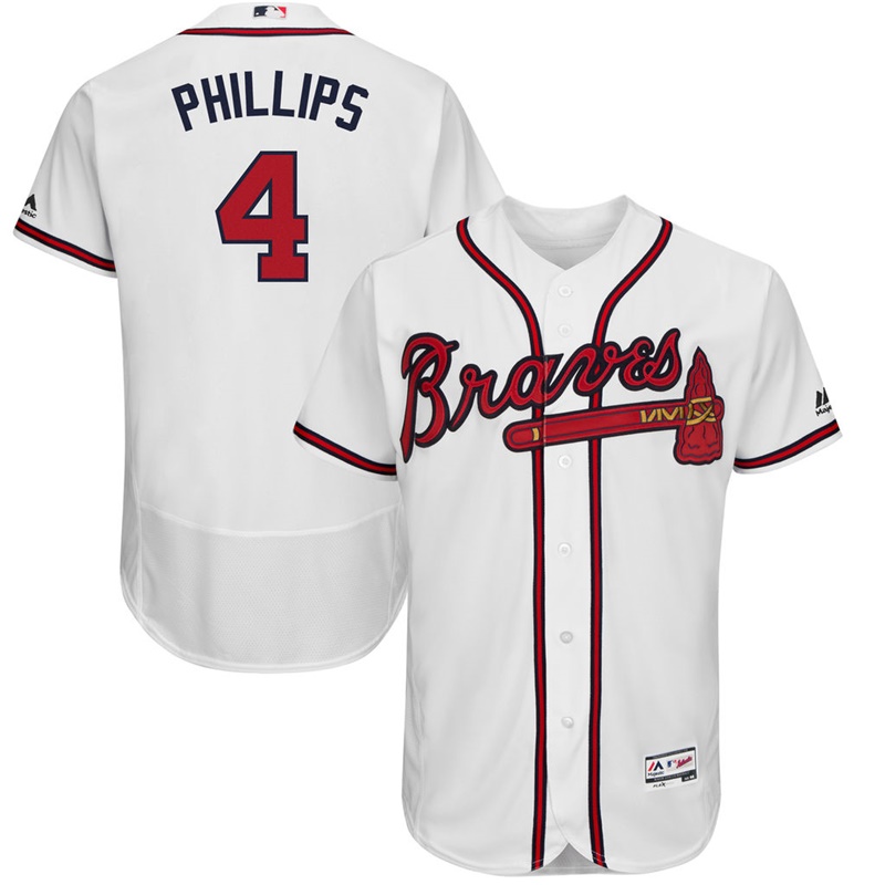 Men Atlanta Braves Brandon Phillips #4 White Home Flex Base Jersey