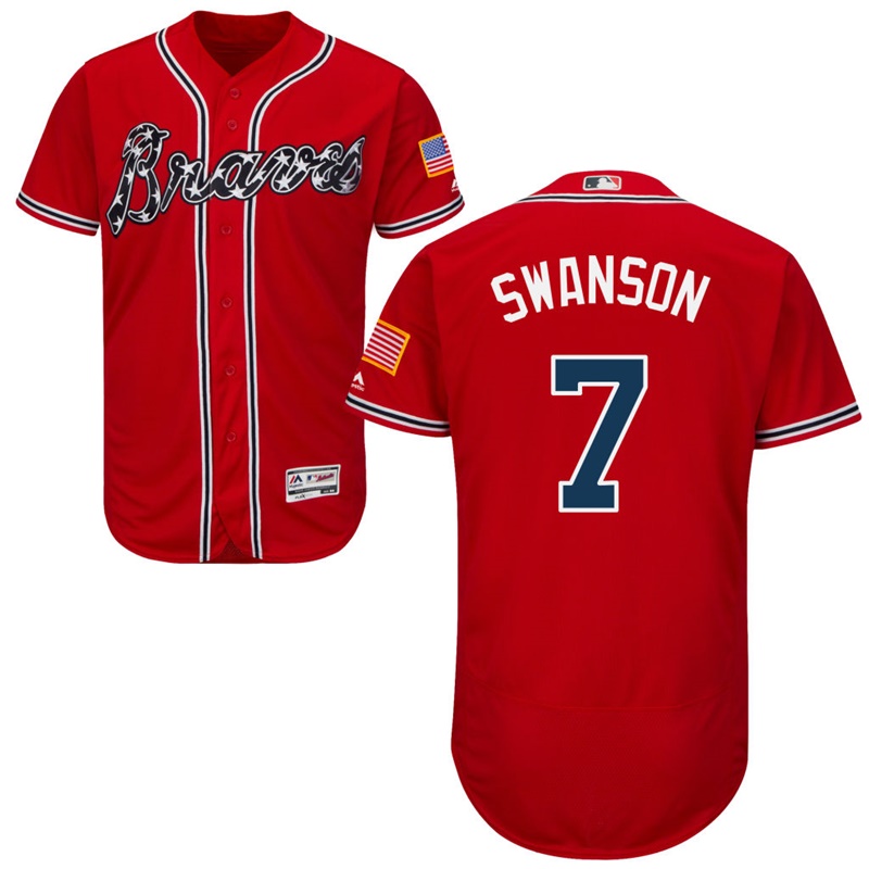 Atlanta Braves Dansby Swanson #7 Red Alternate Flex Base Jersey