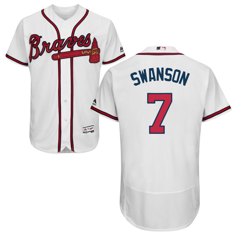 Atlanta Braves Dansby Swanson #7 White Home Flex Base Jersey