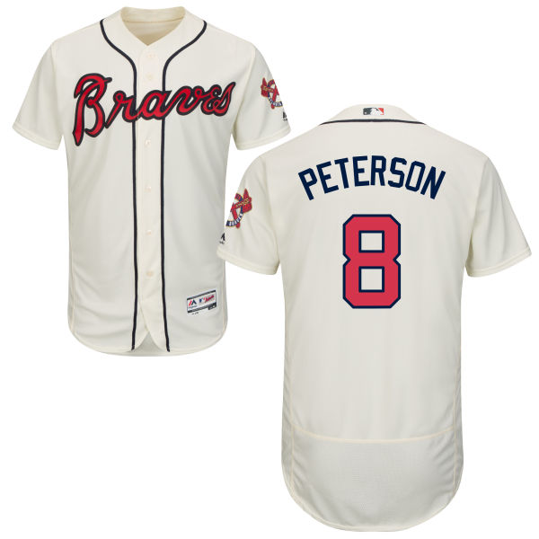 Atlanta Braves Jace Peterson #8 Majestic Cream Authentic Collection Flexbase Jersey