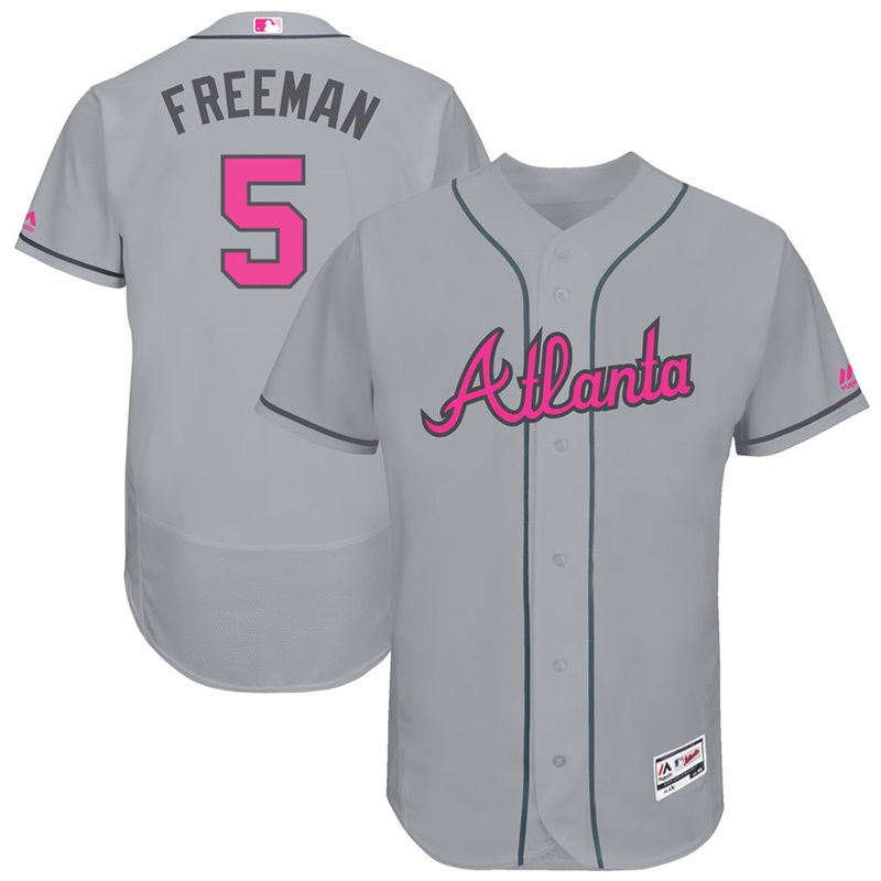 Freddie Freeman #5 Men Atlanta Braves 2017 Mother's Day Gray Flex Base Jersey