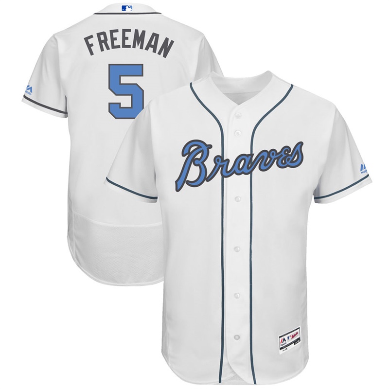 Freddie Freeman #5 Men Atlanta Braves 2017 Father's Day White Flex Base Jersey