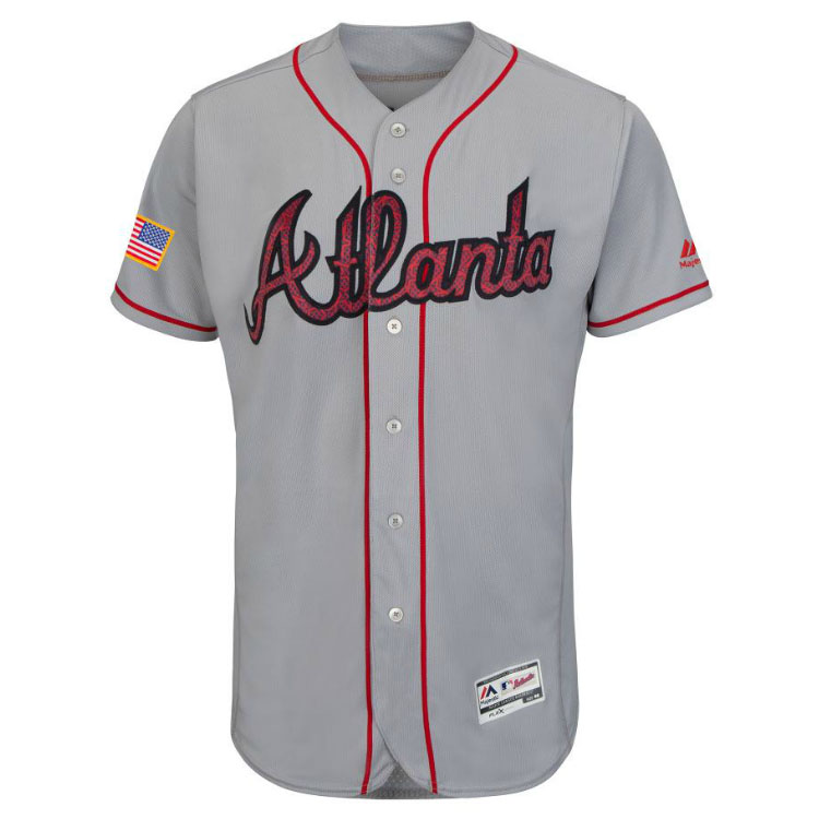 Atlanta Braves Majestic Gray 2016 Independence Day Stars & Stripes Flex Base Team Jersey