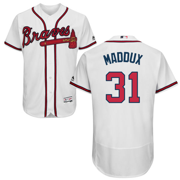 Atlanta Braves Greg Maddux #31 White Authentic Collection Flexbase Jersey