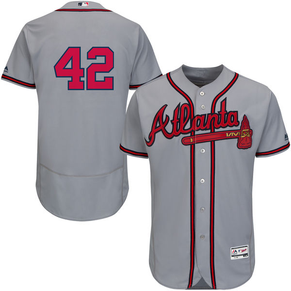 Atlanta Braves Jackie Robinson #42 Majestic Gray Authentic Collection Flexbase Jersey