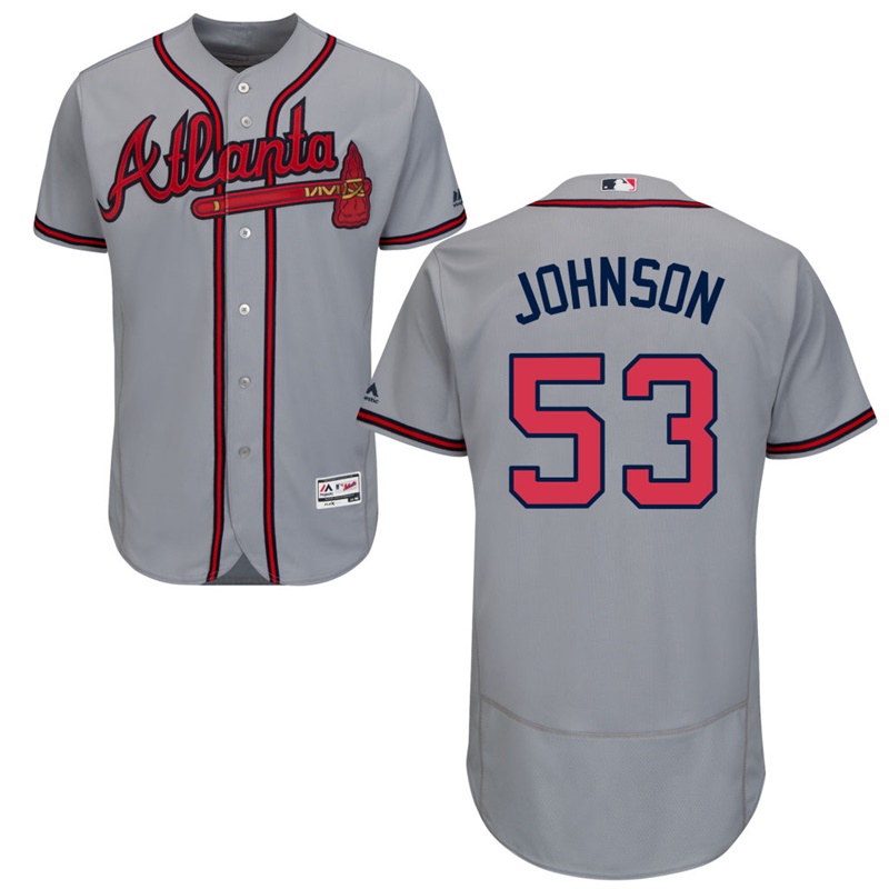 Men Atlanta Braves Jim Johnson #53 Gray Road Flex Base Jersey