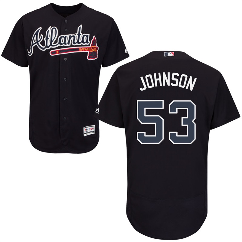 Men Atlanta Braves Jim Johnson #53 Navy Alternate Flex Base Jersey