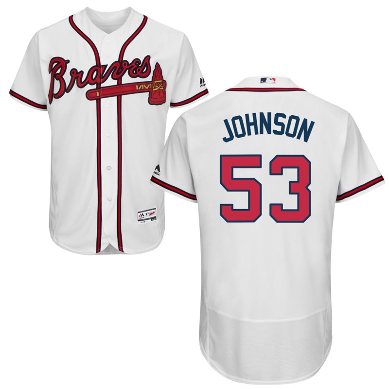 Men Atlanta Braves Jim Johnson #53 White Home Flex Base Jersey