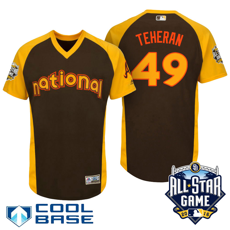 2016 MLB All-Star National Atlanta Braves Julio Teheran #49 Brown Home Run Derby Cool Base Jersey