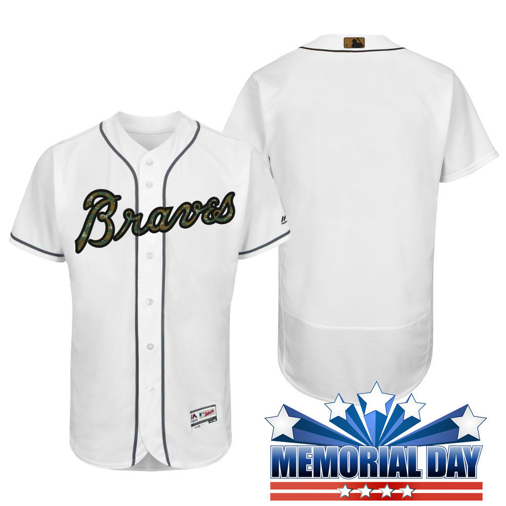 Atlanta Braves Memorial Day White Camo Flex Base Team Jersey