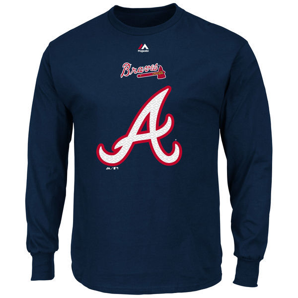 Atlanta Braves Navy Wordmark Critical Victory Long Sleeve T-Shirt