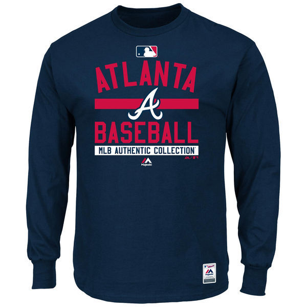 Atlanta Braves Navy Wordmark Authentic Collection Team Property Long Sleeve T-Shirt