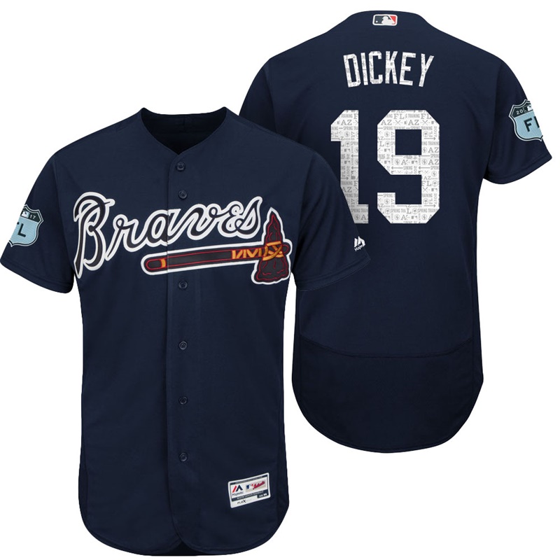 Atlanta Braves R.A. Dickey #19 Navy 2017 Spring Training Flex Base Jersey