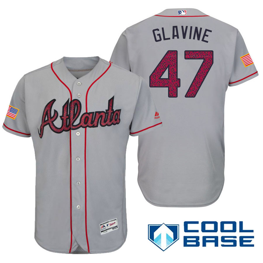 Atlanta Braves #47 Tom Glavine Gray Stars & Stripes 2016 Independence Day Cool Base Jersey