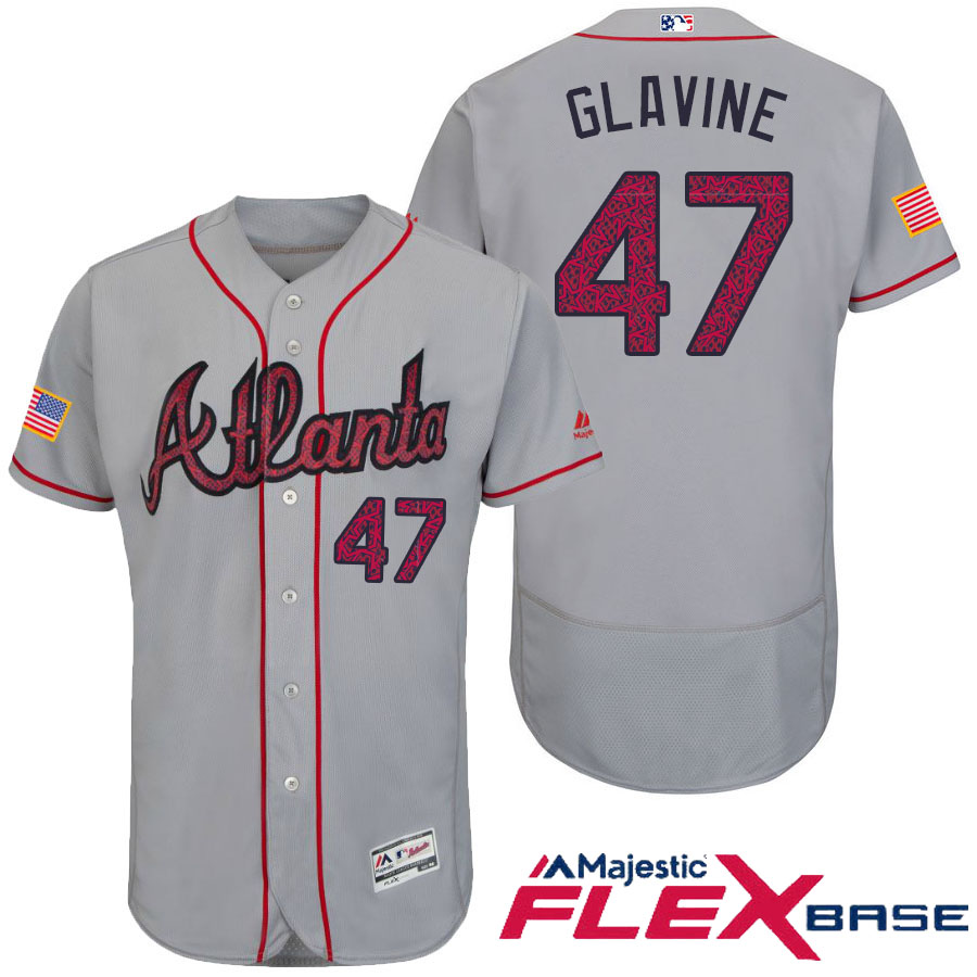 Atlanta Braves #47 Tom Glavine Gray Stars & Stripes 2016 Independence Day Flex Base Jersey