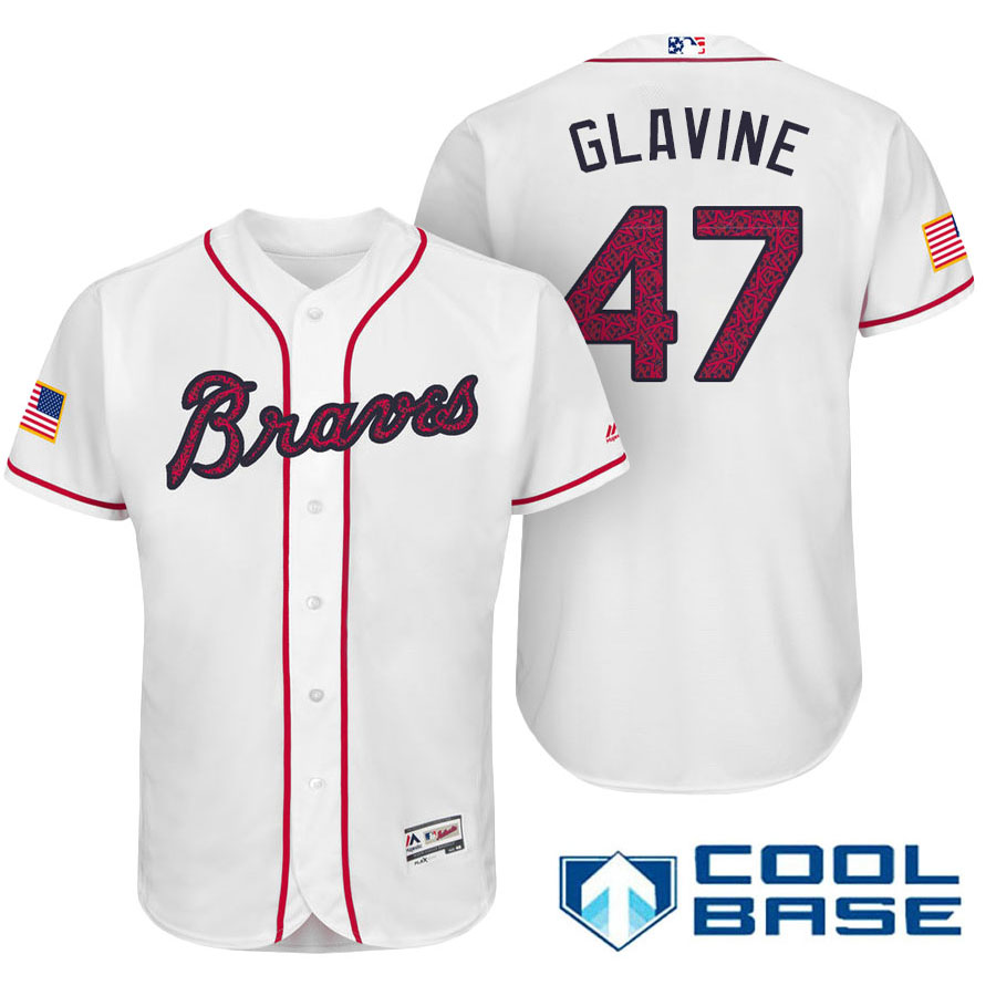 Atlanta Braves #47 Tom Glavine White Stars & Stripes 2016 Independence Day Cool Base Jersey