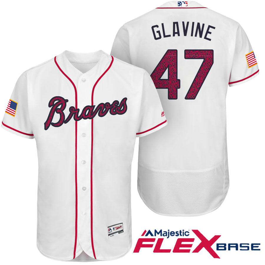 Atlanta Braves #5 Tom Glavine White Stars & Stripes 2016 Independence Day Flex Base Jersey