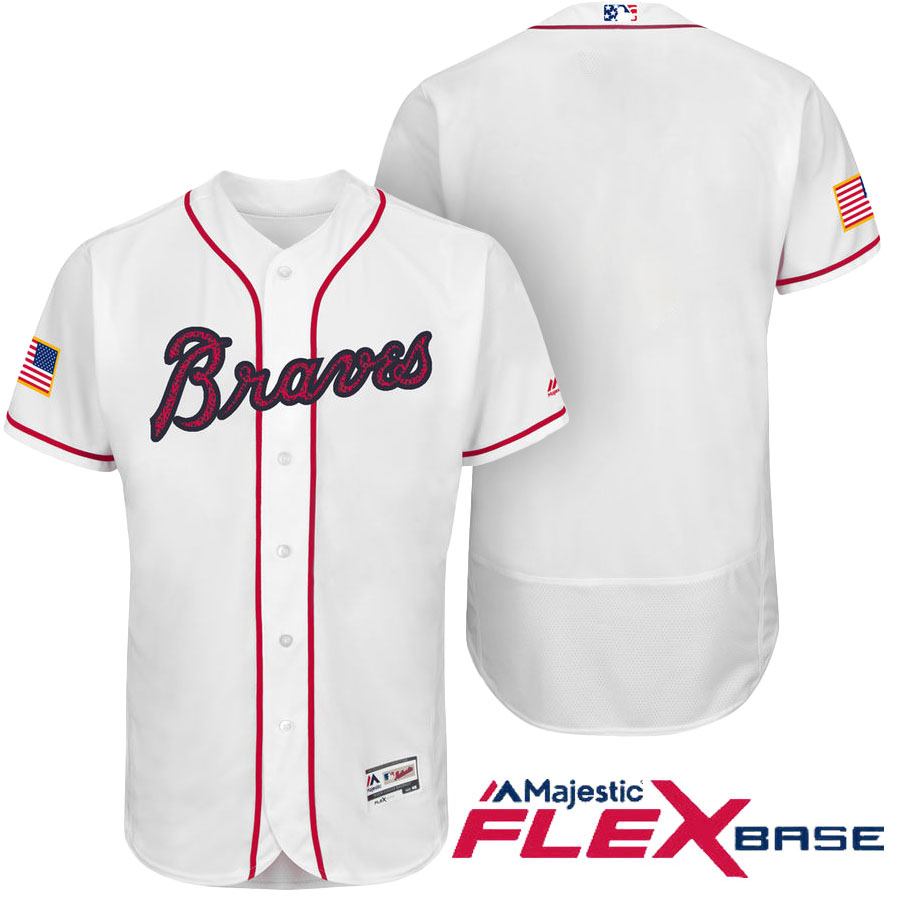 Atlanta Braves Majestic White 2016 Independence Day Stars & Stripes Flex Base Team Jersey