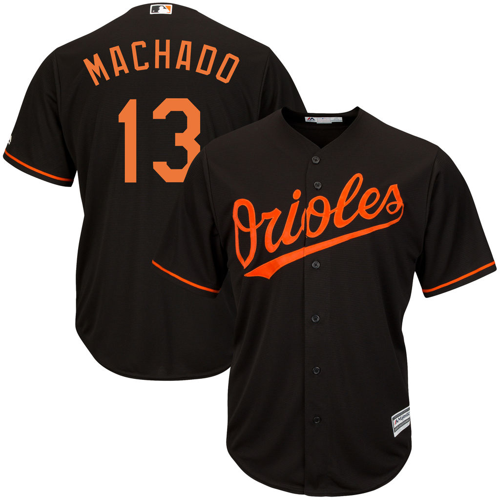 Baltimore Orioles #13 Manny Machado Alternate Black Cool Base Jersey