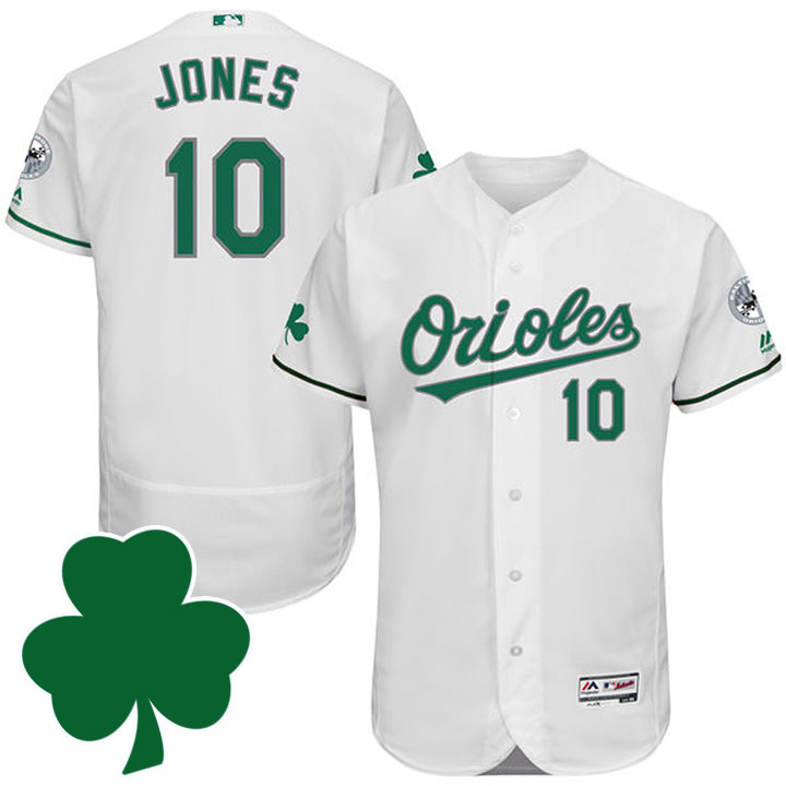 Baltimore Orioles #10 Adam Jones St. Patricks Day White Celtic Flexbase Authentic Collection Jersey