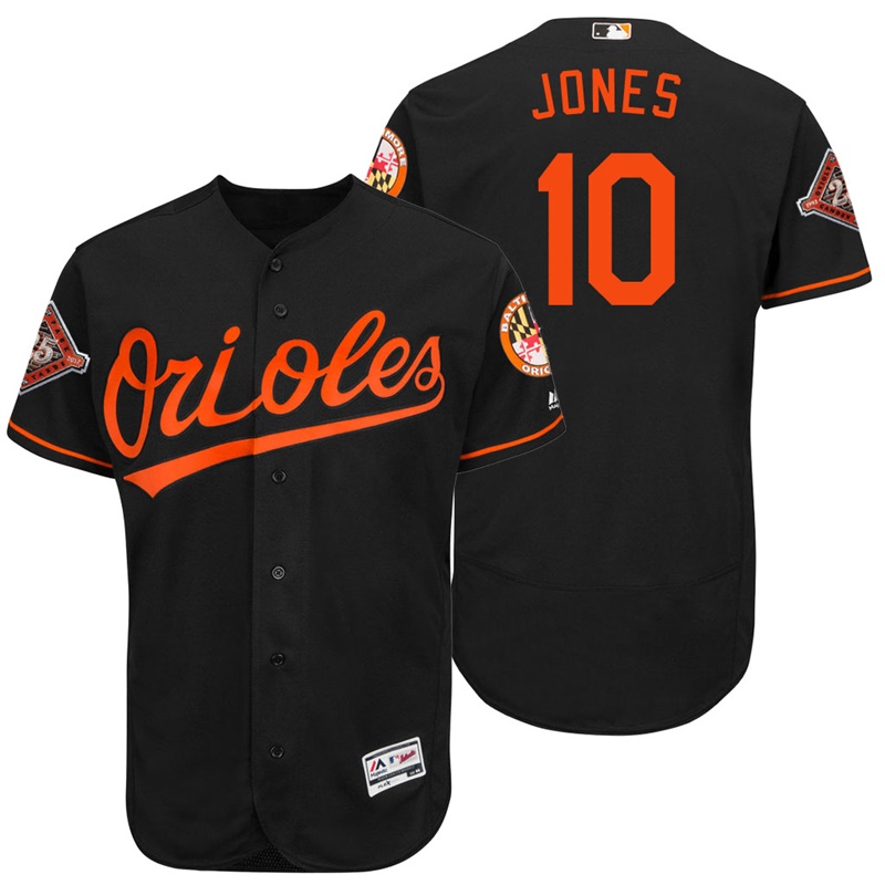 Baltimore Orioles Adam Jones #10 Black On-Field 25th Anniversary Patch Flex Base Jersey