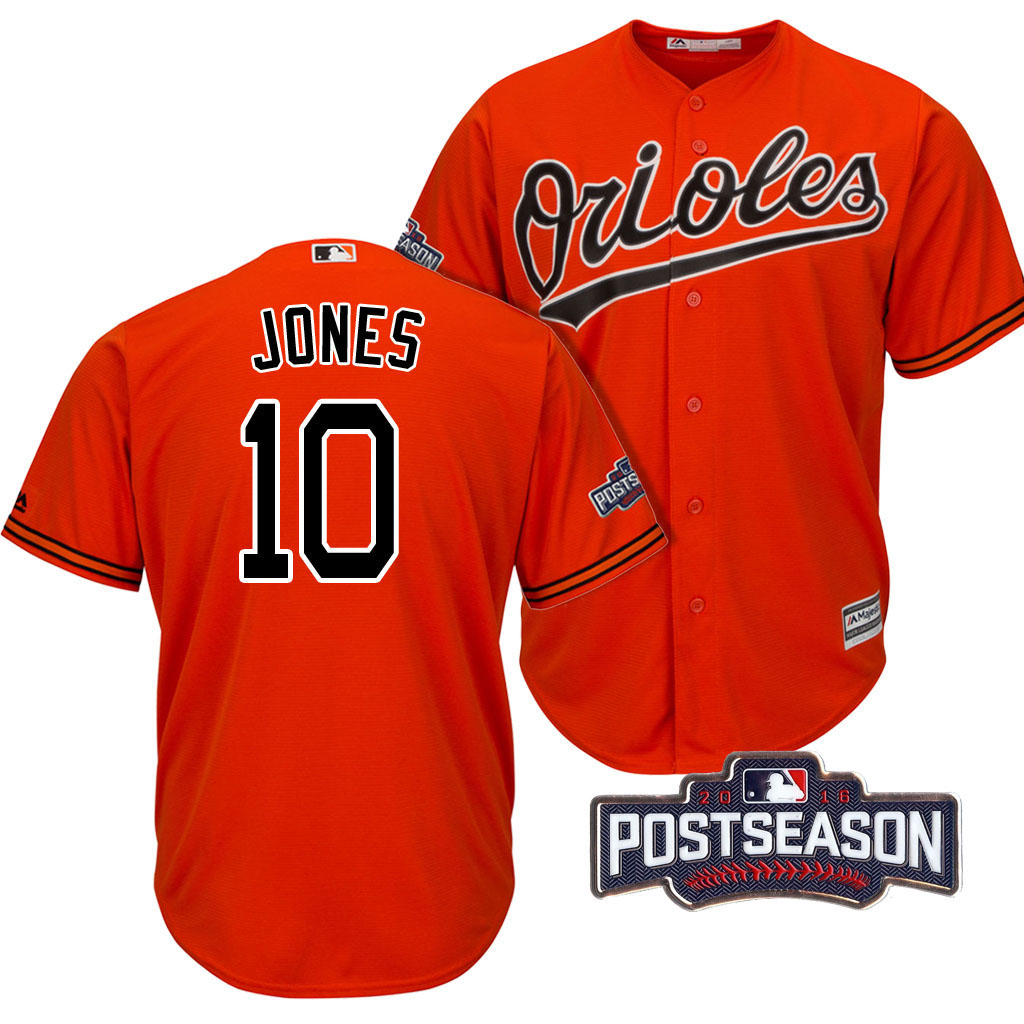 Baltimore Orioles Adam Jones #10 Orange 2016 Postseason Patch Cool Base Jersey