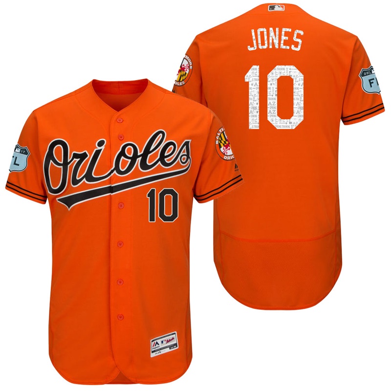 Baltimore Orioles Adam Jones #10 Orange 2017 Spring Training Grapefruit League Patch Authentic Collection Flex Base Jersey