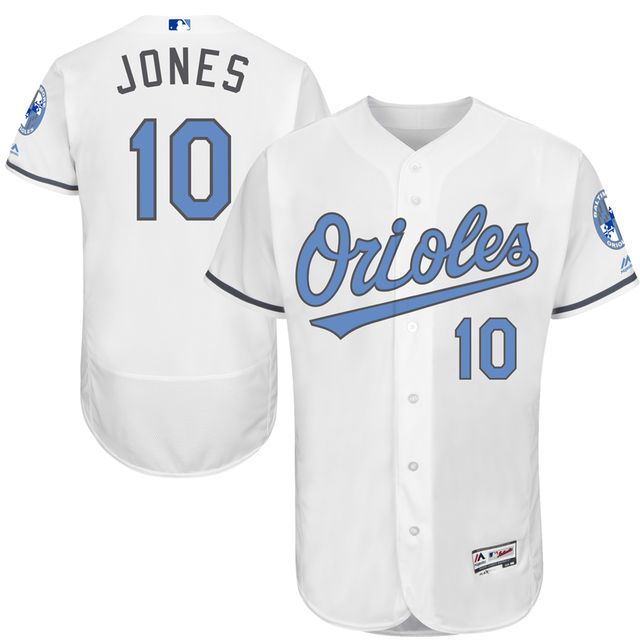 Baltimore Orioles #10 Adam Jones Majestic White Fashion 2016 Father's Day Flex Base Jersey