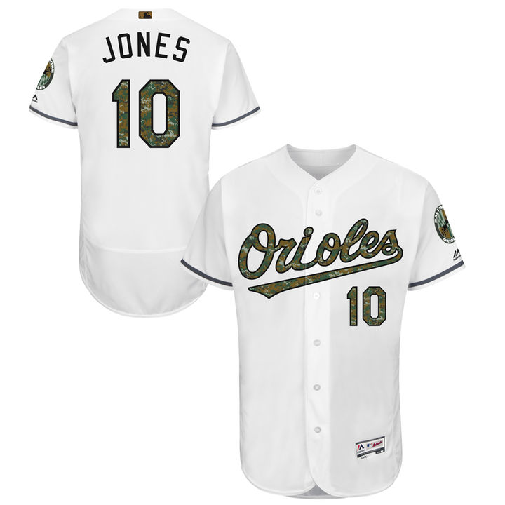 Baltimore Orioles Adam Jones #10 White Camo Fashion 2016 Memorial Day Flex Base Jersey